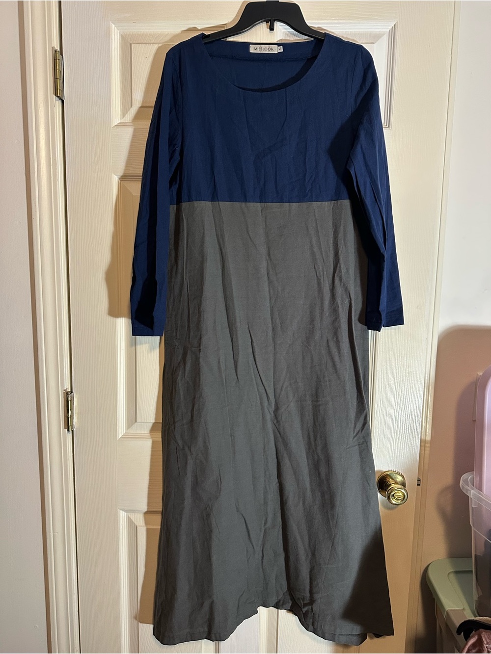 MISSLOOK Navy and Gray Two-Tone Maxi Dress